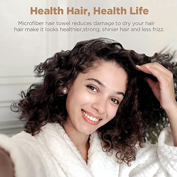 Luxury Microfiber Hair Towel Wrap for Women - Quick Dry, Super Absorbent Hair Turban, Soft & Lightweight Anti-Frizz Towel for Long, Thick & Curly Hair (Nude, 48" × 24")