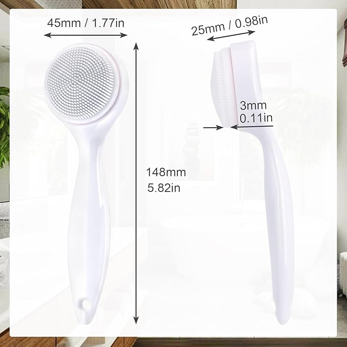 HINZIC 2 Pack Silicone Manual Facial Cleansing Brush, Skin Friendly Waterproof Face Cleaning Scrubber Exfoliator Cleanser for Blackheads Whiteheads Makeup Residues Removal- White