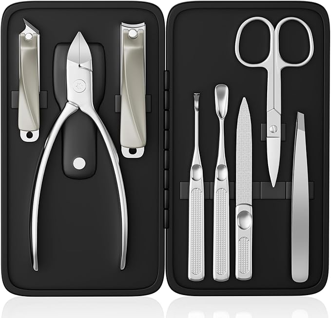 Precision Nail Grooming Manicure Sets Pedicure Kits Stainless Steel Nail Clipper Personal Care Tools with PU Leather Case
