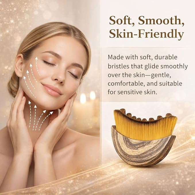 2PCS Lymphatic Contour Face Brush, Ergonomically Designed to Fit The Skin Precisely and Relieve Fatigue, Facial Massage Brush for Drainage & Sculpting- Anti-Puffiness, Detox & Lift, Dry Brushing Face