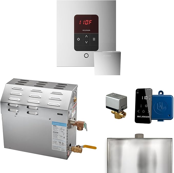 Mr Steam MS 10kW (10000W) Steam Shower Generator Package w/square iTempo Control in Polished Chrome