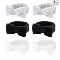 Casoty 6 Pcs Hair Band, Soft Coral Fleece Spa Headbands for Washing Face, Bow Hair Band, Makeup Headband, Skincare Headbands, Yoga, One Size Fits All, Grey, White, Black