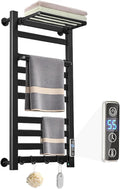Heated Towel Rack for Bathroom Towel Warmer Racks Wall Mounted with Shelf,Timer & Temperature Multi-Level Adjustments with 10 Bars for Bathroom Shower Hot Tub(Black)