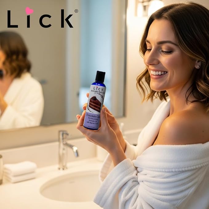 Lick Chocolate Cake Aromatic Bath Oil - Indulgent Dessert Blends - Aromatherapy Soak Oils for Skin Softening, 4 oz