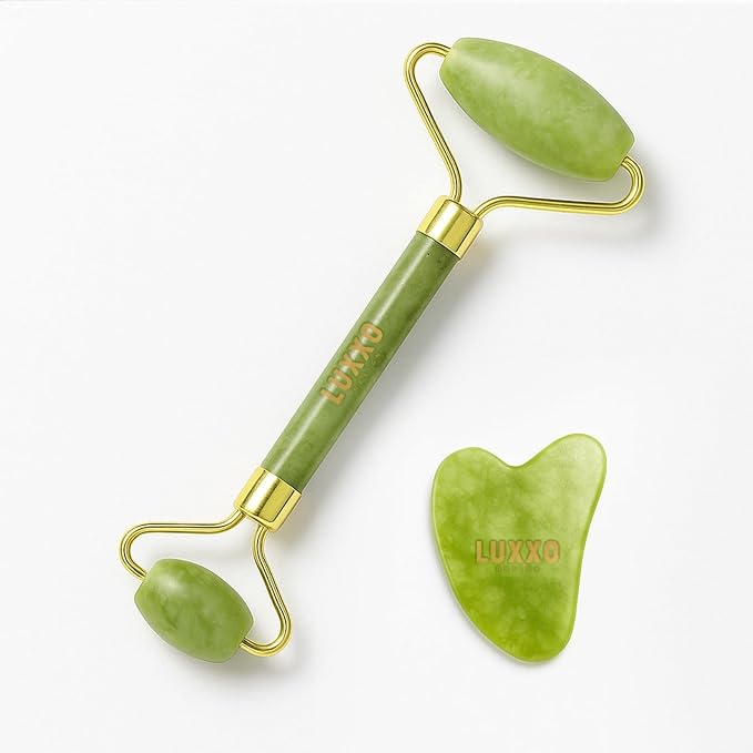 100% Natural Facial Massage Roller Jade Roller Gua Sha Set with Box