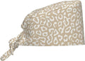 Scrub Cap for Women and Men Boho Black Leaf Pattern Adjustable Breathable Sweatband Hat for Work Kitchen Spa Shower Daily Use