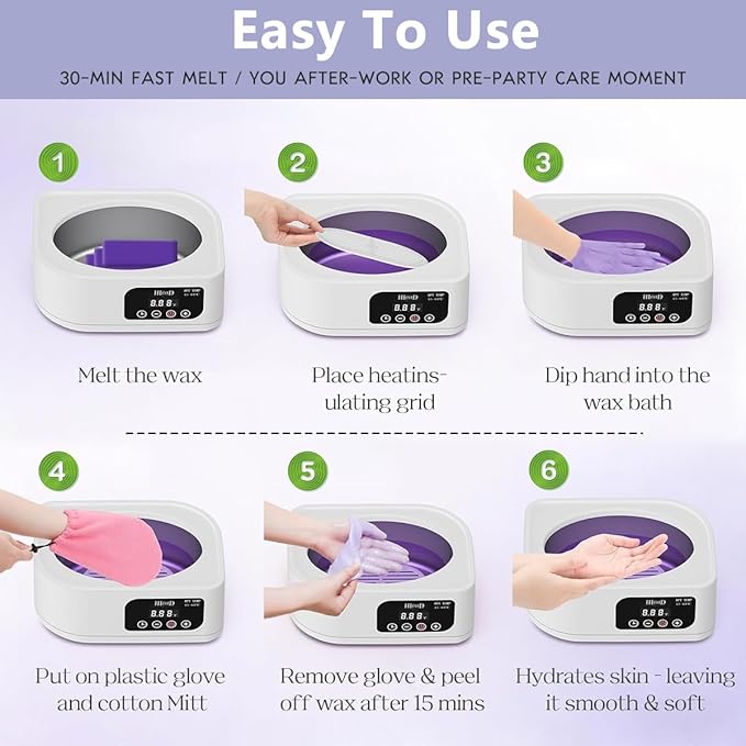 Paraffin Wax Machine for Hand and Feet，Touchscreen Paraffin Wax Warmer with Wax Moisturizing Paraffin Spa Wax Bath Kit, Large Capacity at Home for Smooth and Soft Skin