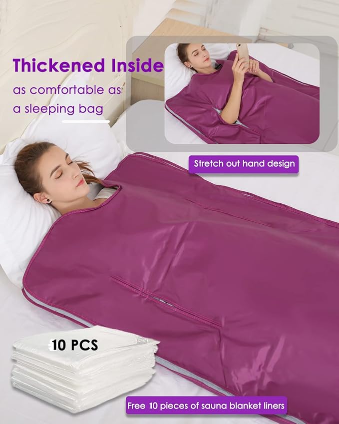Sauna Blanket Detox Upgrade Zippers Far Infrared Sauna Blanket Body Sauna Heating Portable Wrap Sauna Blanket Relax at Home Oxford Cloth Waterproof,71（L）×32（W） Inches