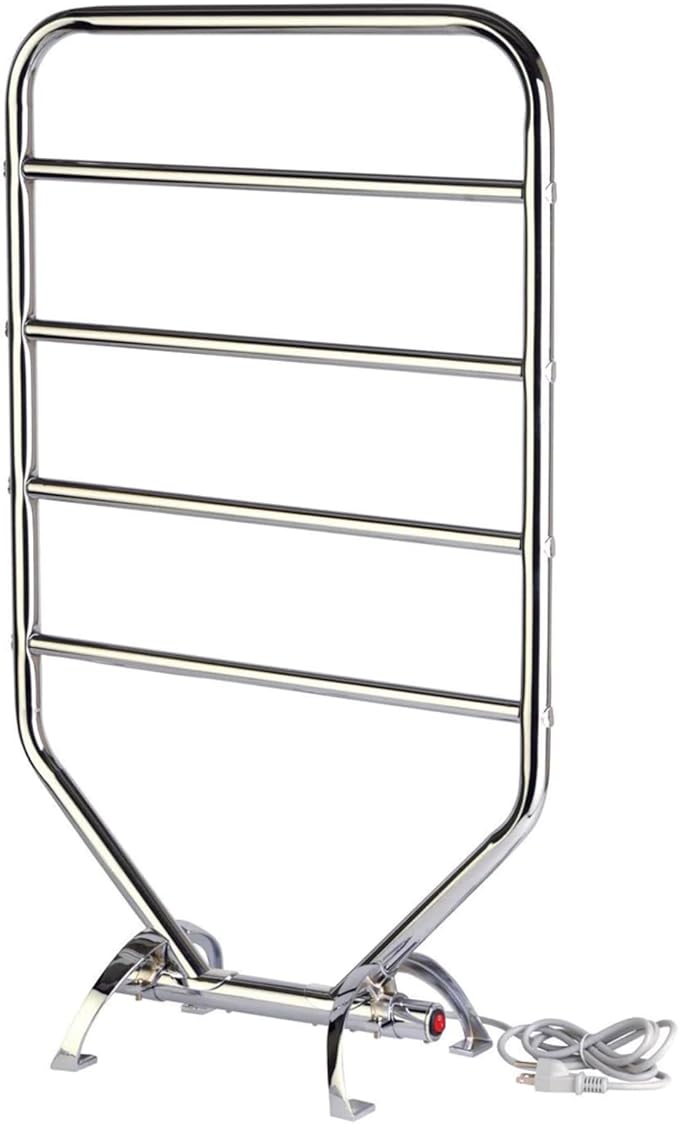 Warmrails Traditional Towel Warmer - Free-Standing or Wall Mounted Towel Warmer Rack for Drying Towels and Garments - 34-Inch Chrome Finish Frame with 4 Bars - Model RTC