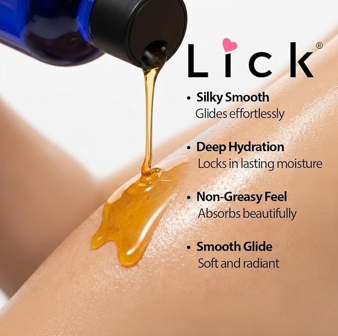 LICK Lavender Floral Scented Body Oil – Lightweight Daily Hydration with Almond Oil & Vitamin E – 4 oz