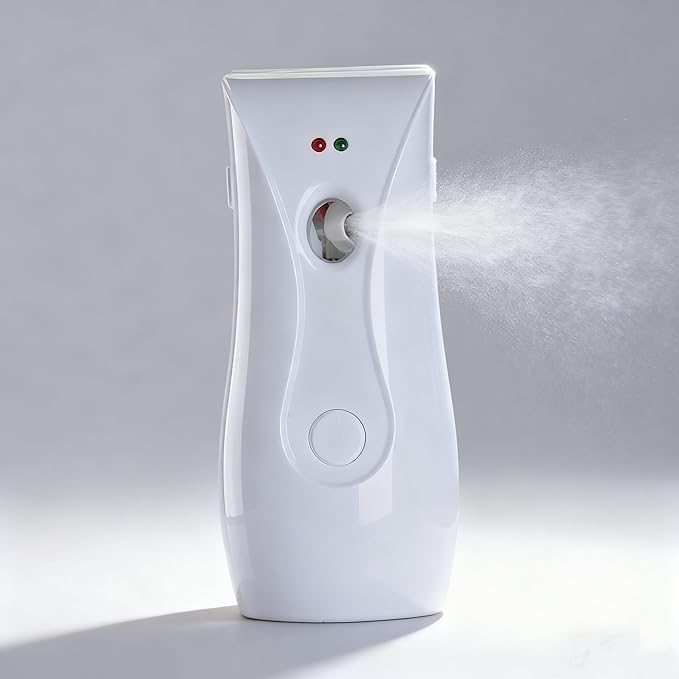 Automatic Air Freshener Spray Dispenser with 3 Timer Modes, Battery Operated with One-Year Warranty, Wall Mountable & Table Stand, for Home Office Toilet Decor (Cool White)