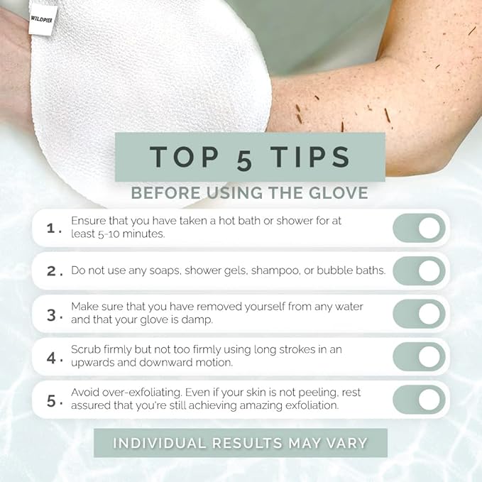 Wildpier Beauty Luxe Deep Exfoliating Glove - Biodegradable Viscose, Body Exfoliator Improves Skin Texture, Exfoliating Face Scrub Reduces Acne, Dead Skin Remover for Body, Body Scrubber Exfoliator