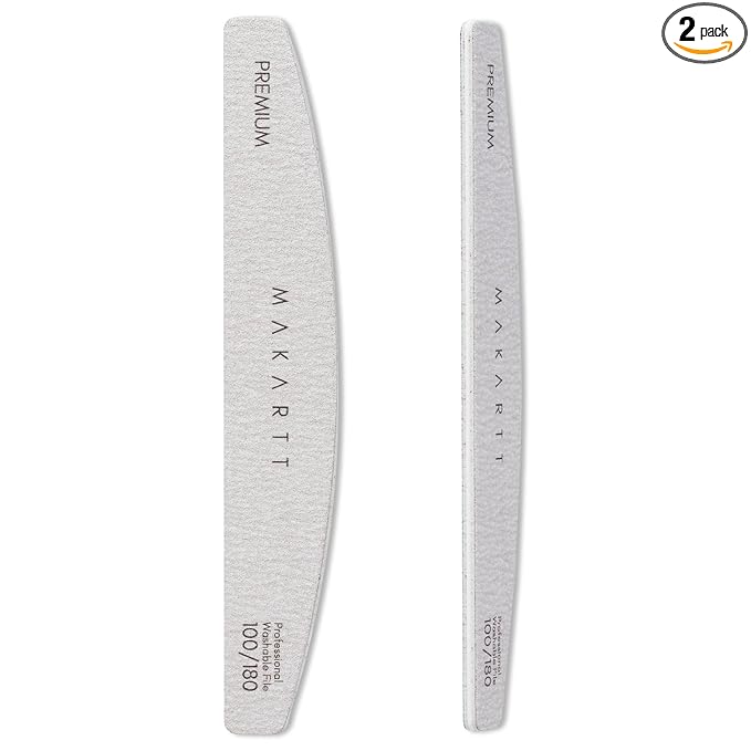 Makartt Nail File, 100/180 Grit Nail Files for Natural Nails, Professional Strong Emery Boards for Nails Doubled Sides Washable Fingernail Files Manicure Tool Set(Zebra-2pcs Trial Set)