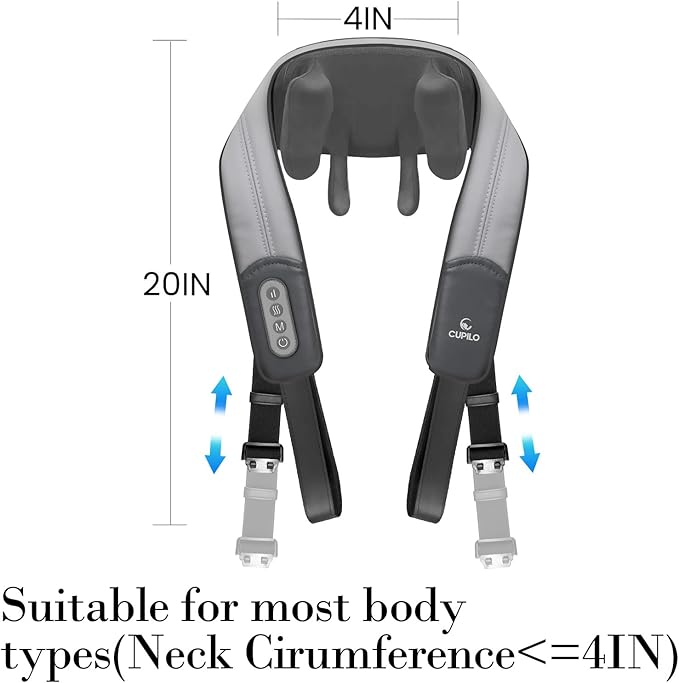 CuPiLo Shiatsu Neck and Shoulder Massager with Heat - HSA Eligible, Cordless 4D Deep Tissue Kneading Massager, Rechargeable Massage for Neck, Shoulder,Ideal Gift for Women,Men