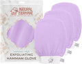 Natural Elephant Exfoliating Hammam Glove | Authentic Moroccan Kessa Body Scrub Mitt for Spa-Quality Skin Renewal | Lovely Lilac 3 Pack
