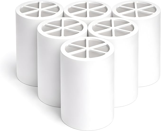 Crystal Quest Shower Filter Replacement Cartridge - Removes Chlorine and Contaminants for Cleaner Water - Durable BPA-Free - Built in the USA - Fits Crystal Quest Shower Filters [Pack of 6]