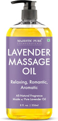 MAJESTIC PURE Lavender Massage Oil for Massage Therapy - Refreshing, and Relaxing - Natural Oils with Lavender Essential Oil - for All Skin Types - Men and Women Massage Lotion - 8 fl oz