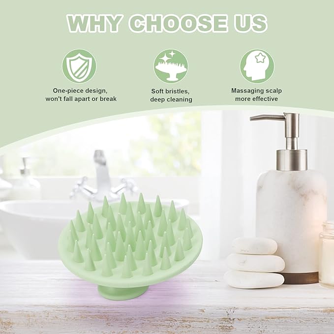 Meartchy Silicone Scalp Massager Shampoo Brush, Scalp Scrubber for Hair Growth (Grass Green)
