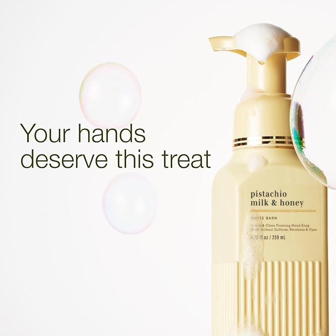 Bath & Body Works Gentle & Clean Foaming Hand Soap, Pistachio Milk & Honey Scent, Non-Drying, Made Without Sulfates & Parabens, Foaming Hand Wash for Kitchen & Bathroom, 8.75 fl oz - 1 Pack