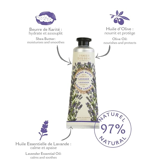 Panier des Sens - Mini Hand Cream Set - Gifts for Women - Rose, Lavender, Verbena Natural Hand Cream - Mothers Day Gift Ideas Made in France - 97% Natural Origin - Hand Lotion Travel Size 3 x 1 Fl Oz