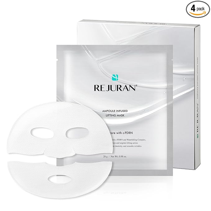 REJURAN® Ampoule Infused Lifting Mask, DOT™ c-PDRN® – Firming & Pore-Tightening Hydrogel Sheet with Waterfalling Complex for Radiant, Elastic-Looking Skin, Korean Skin Care (28g x 4ea)