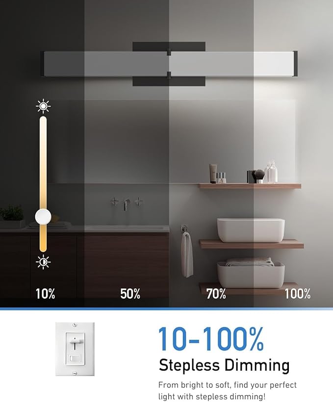 Modern Bathroom Light Fixtures Over Mirror 16 Inch(15.75"), 20W 2000 Lumen Dimmable Bathroom Vanity Light, 5CCT LED Vanity Light Bar, Black Vanity Lighting Fixtures with ETL Certified