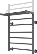 Foldable Heated Towel Rack, Dual-Zone Electric Towel Warmer Rack with Timer, GFCI Plug-in or Hardwired, Wall-Mounted, Drill-Free Installation, Twilight Grey, CA3-900X550-Standard-TG