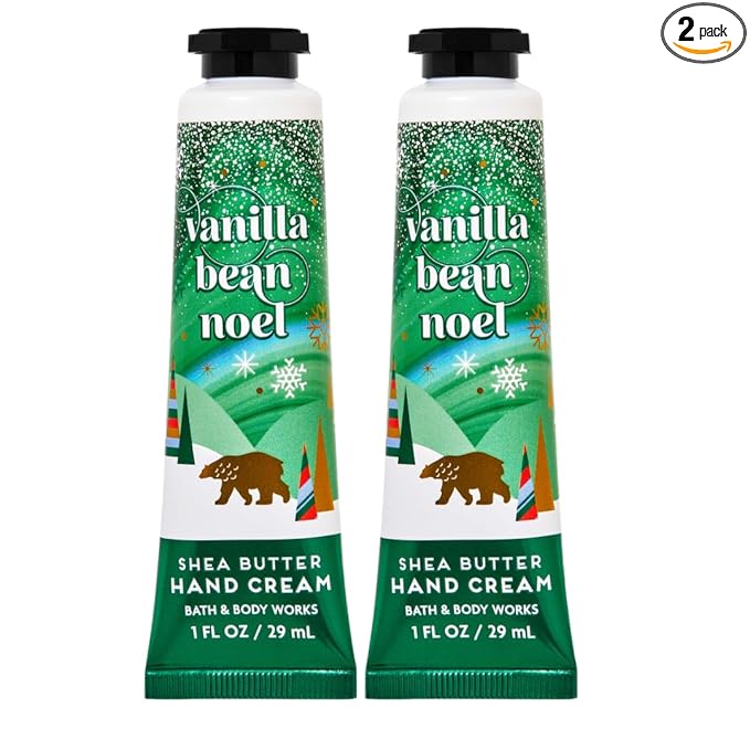 Bath & Body Works Shea Butter Hand Cream Travel Size1.0 Fluid Ounce, 2-Pack (Vanilla Bean Noel)