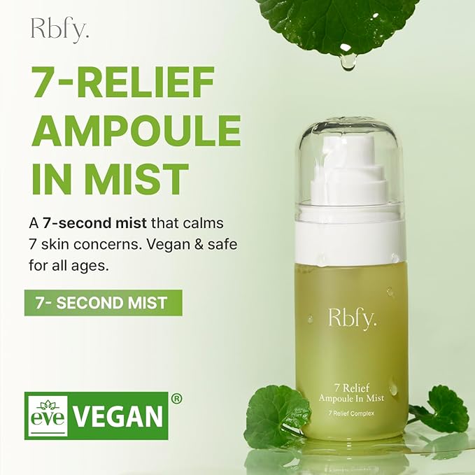 Rbfy. 7 Relief Ampoule In Mist – Calming & Hydrating Face Spray with 7 Herbal Blend and Panthenol for On-the-Go Refresh and Glowing Skin, Even Over Makeup | Vegan Korean Skincare (1.69 fl. oz)