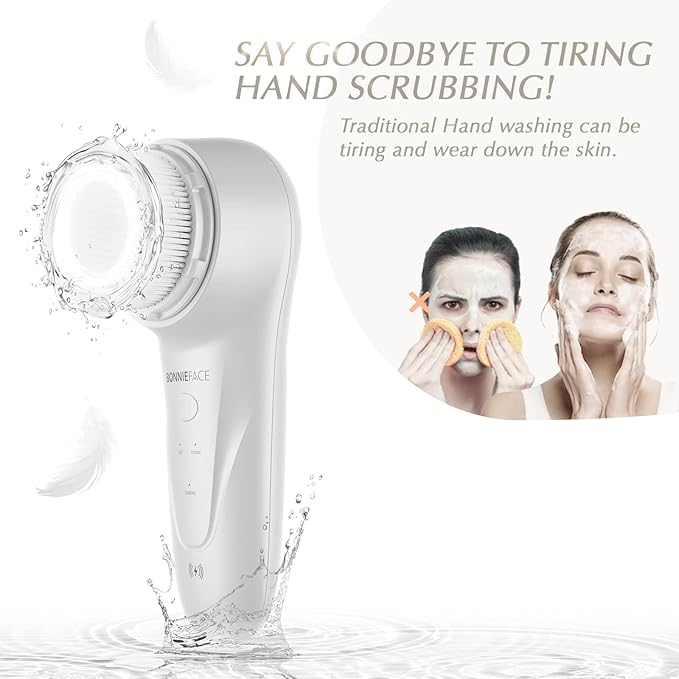 Sonic Facial Cleansing Brush for Deep and Through Facial Cleansing, Waterproof Face Scrubber and Ultimate Blackhead Remover for Daily Skin Care, Rechargeable and Gentle Face Exfoliator