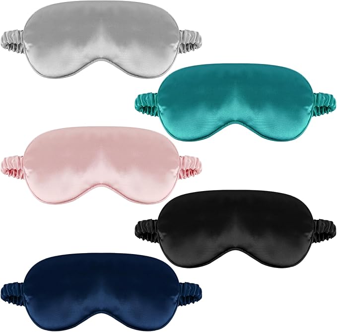 1 Pack Sleep Mask, Silk Eye Mask with Elastic Strap, Breathable Eye Mask for Sleeping,Travel, Girls, Women, Men (Black)