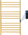 12-Bars Gold Heated Towel Rack–23" Wall Mounted Towel Warmer with Timer & Temperature Control, Stainless Steel