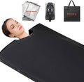 Infrared Sauna Blanket for Home, Low EMF Carbon Crystal Heating, Portable Dry Sauna Bag for Relaxation, Detoxification, 5.9ft×2.6ft, PU Sleeveless-Black