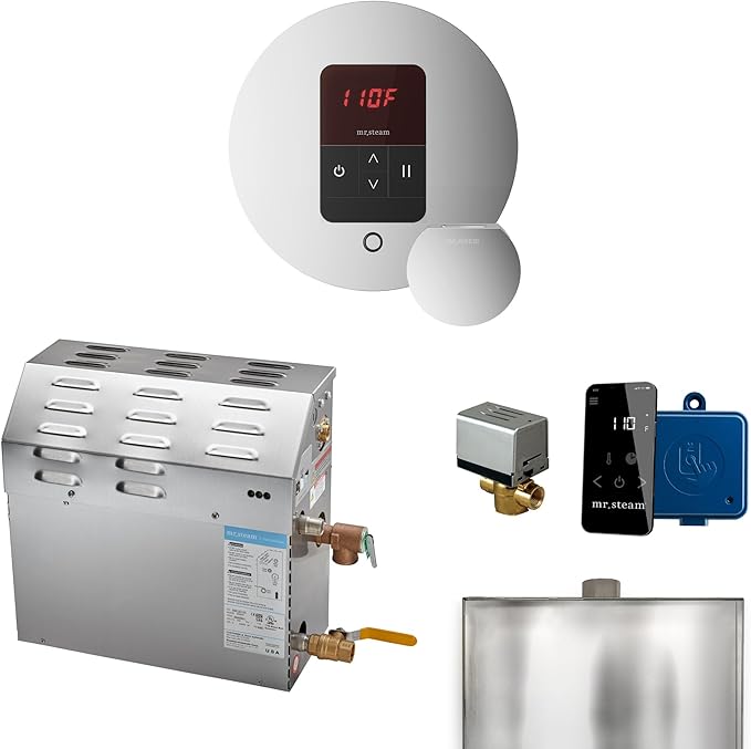 Mr Steam MS 5kW (5000W) Steam Shower Generator Package w/round iTempo Control in Polished Chrome
