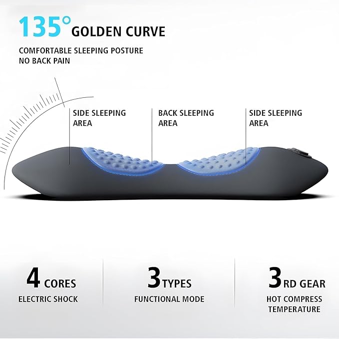 3 in 1 Electric Massage Lumbar Pillow, Equipped with Heating, Vibration, and Traction Functions Spine Triple Fusion Back Massager, Back Massager for Pain Relief deep Tissue
