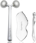 LeMeeOly 2Pcs Gua Sha Facial Tools Stainless Steel, Detailer GuaSha Set for Face and Neck, Natural Skin Care Metal Gua Sha Lymphatic Drainage Face Massage Tool, Gift for Women