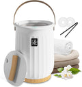 Towel Warmer for Bathroom, Portable Towel Warmer with Towel Clip, LED Display, Auto Shut-Off, Safety Lock, Towel Warmer Bucket Fits Two Oversized Towels, Bathrobes, Blankets, Pjs - White