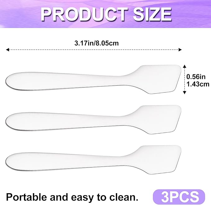 Pndeyo 3pcs Mini Stainless Steel Makeup Spatula, Reusable Cosmetic Cream Spatulas Spoon, Skincare Scoop Applicator Facial Massage Beauty Tools for Mixing and Sampling Face Eye Cream- Silver