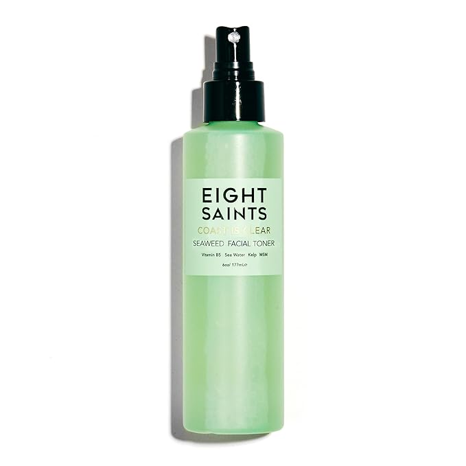 Eight Saints Coast is Clear Seaweed Anti Aging Face Toner, Alcohol Free Toner for Face, Minimizes Large Pores and Redness, with Witch Hazel, Sea Water, and Kelp, 6 Ounces