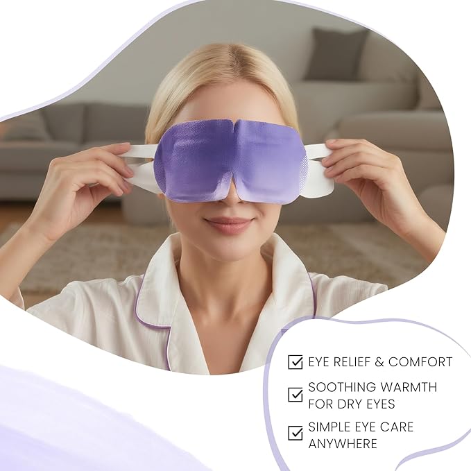 Self Heating Eye Mask Warm Compress for Dry Eyes, Disposable Heated Eye Mask for Fast Relief, Sleep, Spa, Travel Essentials & Relaxation Gifts for Women (30 Count, Unscented)