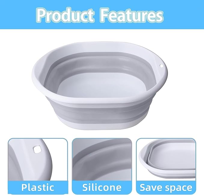 Portable Pool Foot Bath,Collapsible Pool Foot Wash Basin Tub,Foot Bath Basin for Above Ground Swimming Pools Accessories(Gray Baths)