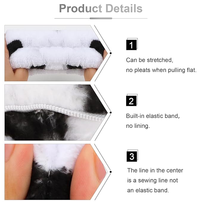 6 Pcs Elastic Microfiber Spa Headband Set for Women - Makeup, Skincare, Face Wash Wristbands, Beauty. (White spots)