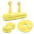 Face Wash Headband, Skincare Wrist Bands for Washing Face Set Spa Hair Bands Gift for Women Girls with a Hair Scrunchie, Cute Yellow snail tentacle Elastic Headband, for Face Washing Makeup Skincare