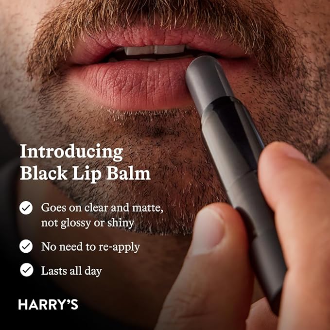 Harry's Black Lip Balm for Men - Hydrating Men's Lip Balm with Natural Finish - Korean Skincare Technology with Meadowfoam Oil (Pack of 2)