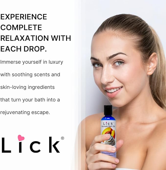 Lick Peaches and Whipped Ceam Aromatic Bath Oil - Indulgent Dessert Blends - Aromatherapy Soak Oils for Skin Softening, 4 oz