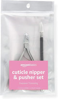 Amazon Basics Cuticle Nipper and Pusher Set, Manicure and Pedicure Nail Care Tools, Black