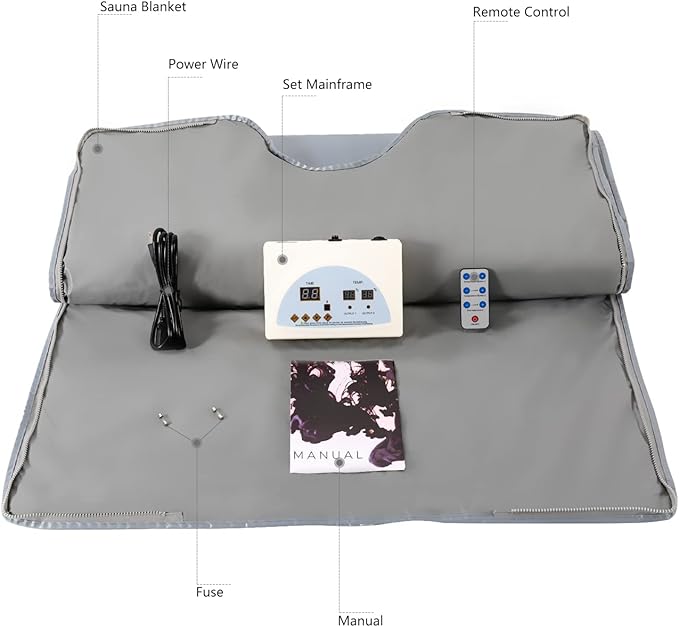 110V Sauna Blanket, Infrared Sauna Blanket Portable Sauna Bag Body Shaper Blanket in Beauty Salons, Spas, Relaxation Rooms 35-80℃/ 95-176℉ 15-60 Minutes with 63 Inches Power Cord 650W