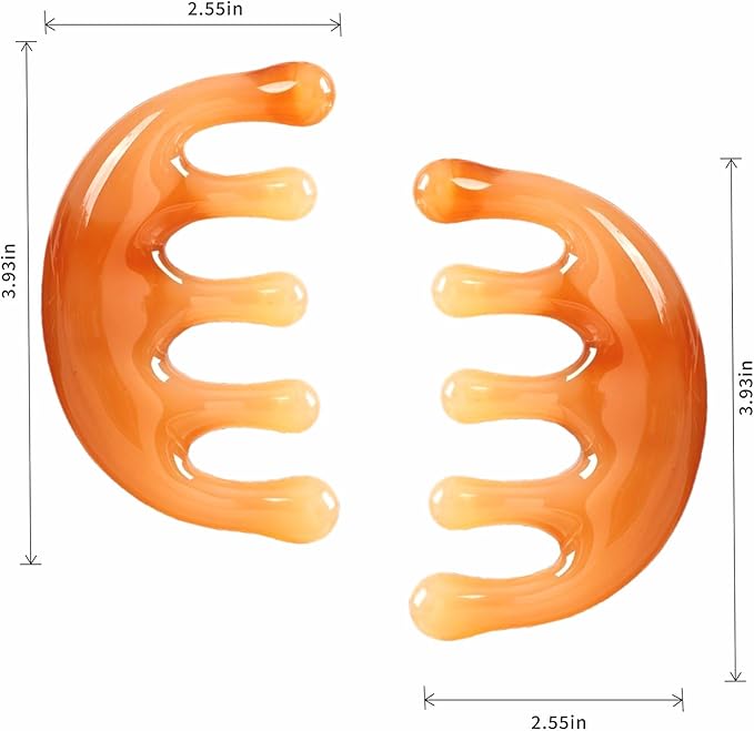 Scalp Massager for Hair Growth Resin Manual Head Scalp Massage Tool Wide Tooth Hair Massage Comb for Stress Relax Portable Handheld Mini Gua Sha Tool Body Face Neck Nose Eyes Legs Acupoint Guasha Comb