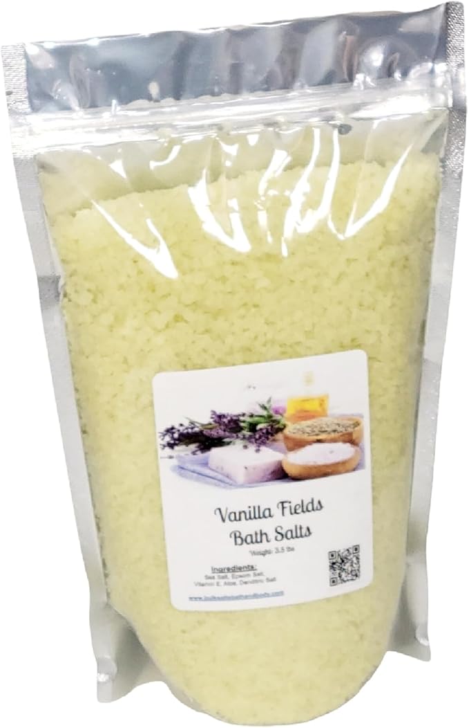Bath Salts | 4lb Bag (64oz.) | Choose Your Scent | Epsom Salt | Sea Salt| Bathing | Body Care | Beauty | Relaxation | Spa | Pedicure | Manicure | Soak (Vanilla Fields)