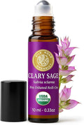 Silk Road Organic Clary Sage Essential Oil Roll On, 100% Pure USDA Certified Aromatherapy for PMS, Stress & Mental Clarity - 10 ml Roller - Always Pure, Always Organic